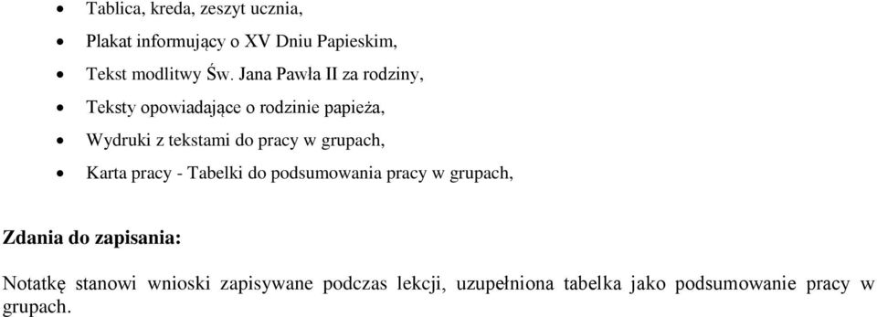 w grupach, Karta pracy - Tabelki do podsumowania pracy w grupach, Zdania do zapisania: