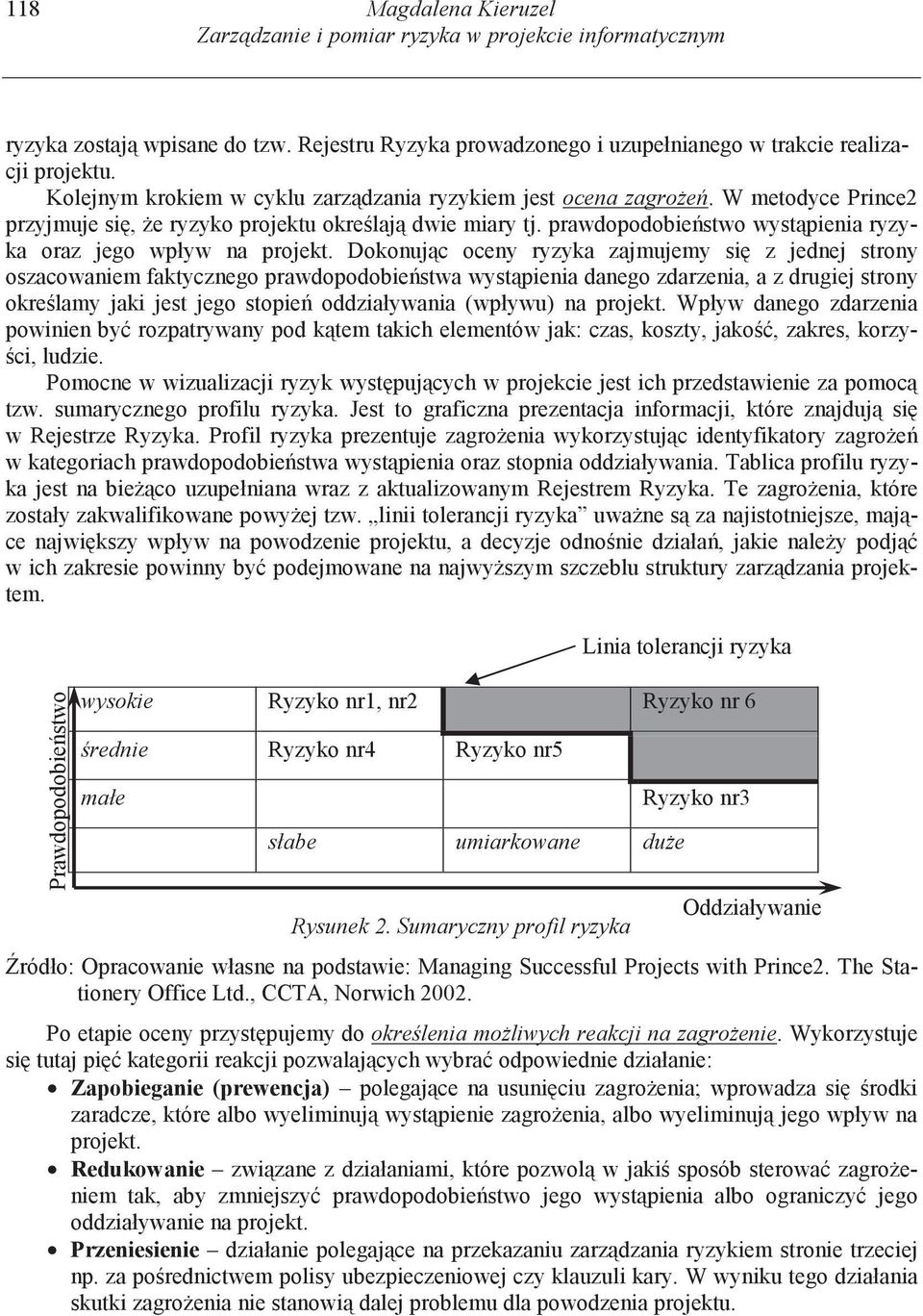 prawdopodobie stwo wyst pienia ryzyka oraz jego wpływ na projekt.