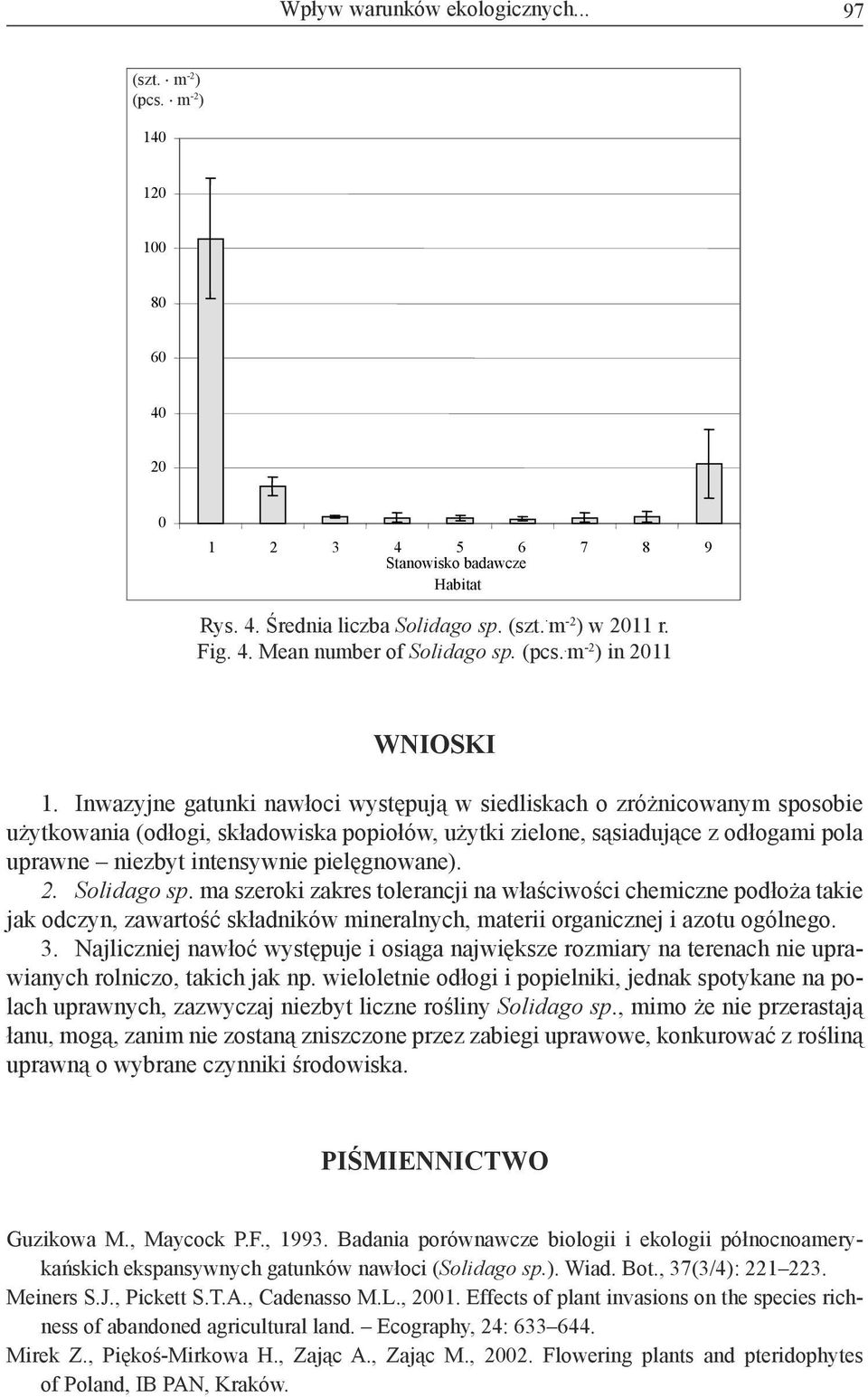 Inwazyjne gatunki nawłoci występują w siedliskach o zróżnicowanym sposobie użytkowania (odłogi, składowiska popiołów, użytki zielone, sąsiadujące z odłogami pola uprawne niezbyt intensywnie