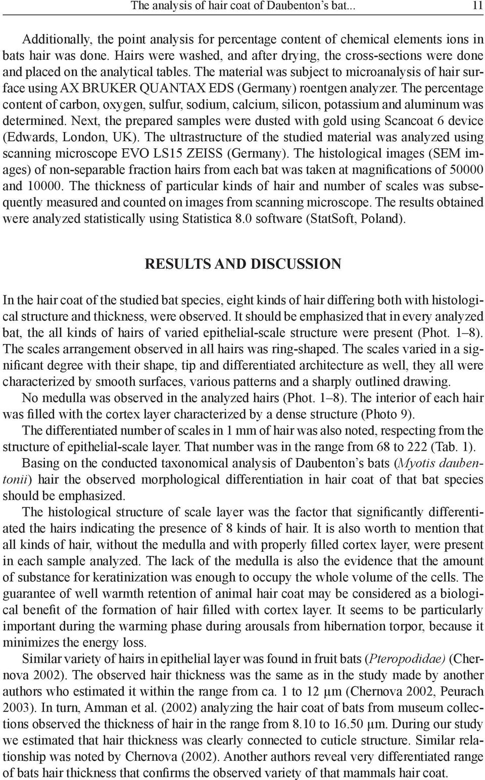 The material was subject to microanalysis of hair surface using AX BRUKER QUANTAX EDS (Germany) roentgen analyzer.