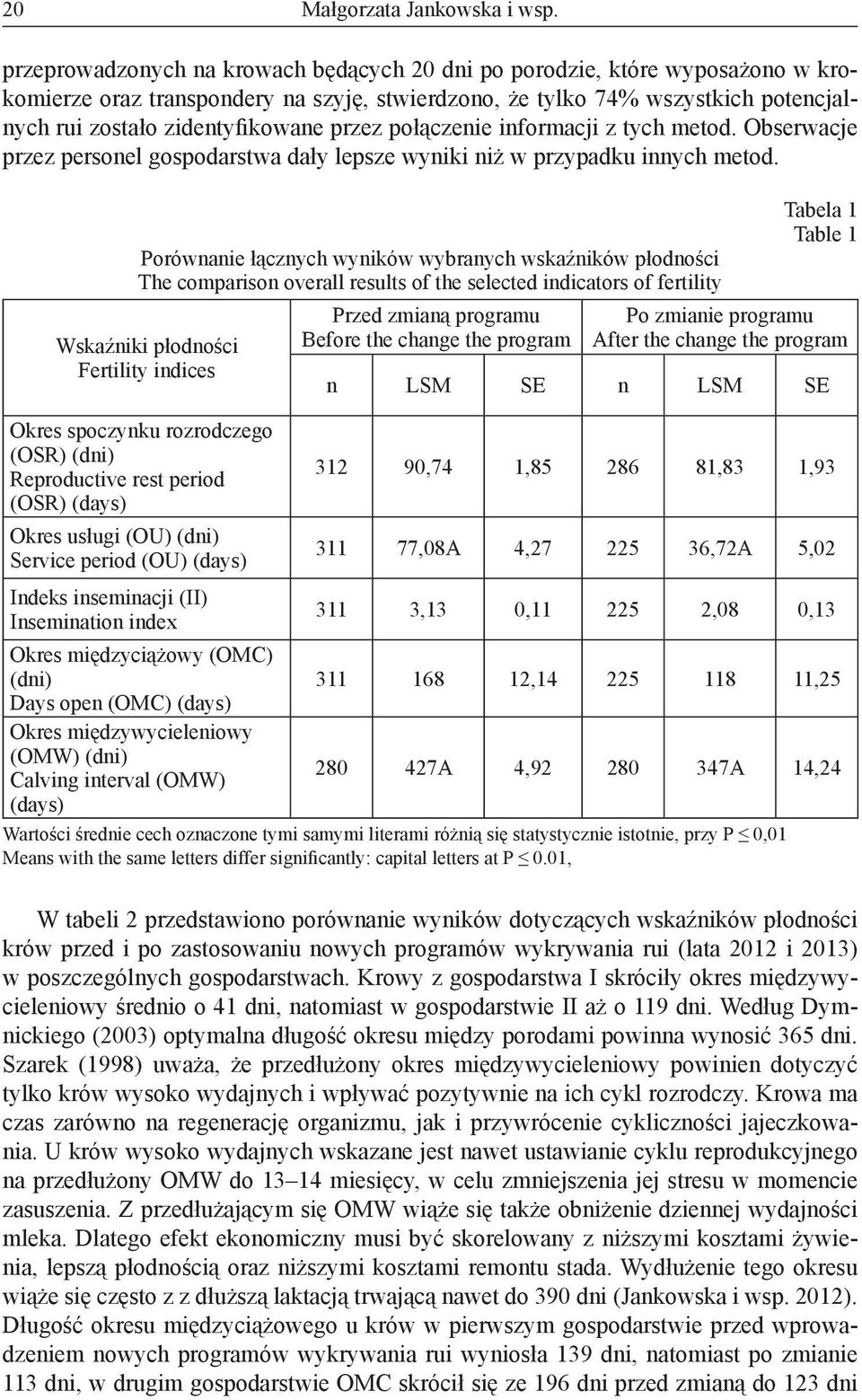 przez połączenie informacji z tych metod. Obserwacje przez personel gospodarstwa dały lepsze wyniki niż w przypadku innych metod.