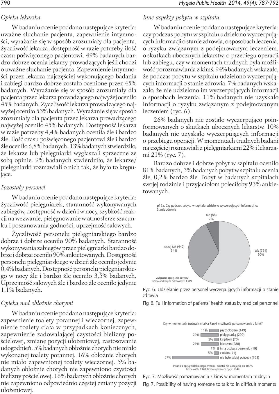 Zapewnienie intymności przez lekarza najczęściej wykonującego badania i zabiegi bardzo dobrze zostało ocenione przez 45% badanych.