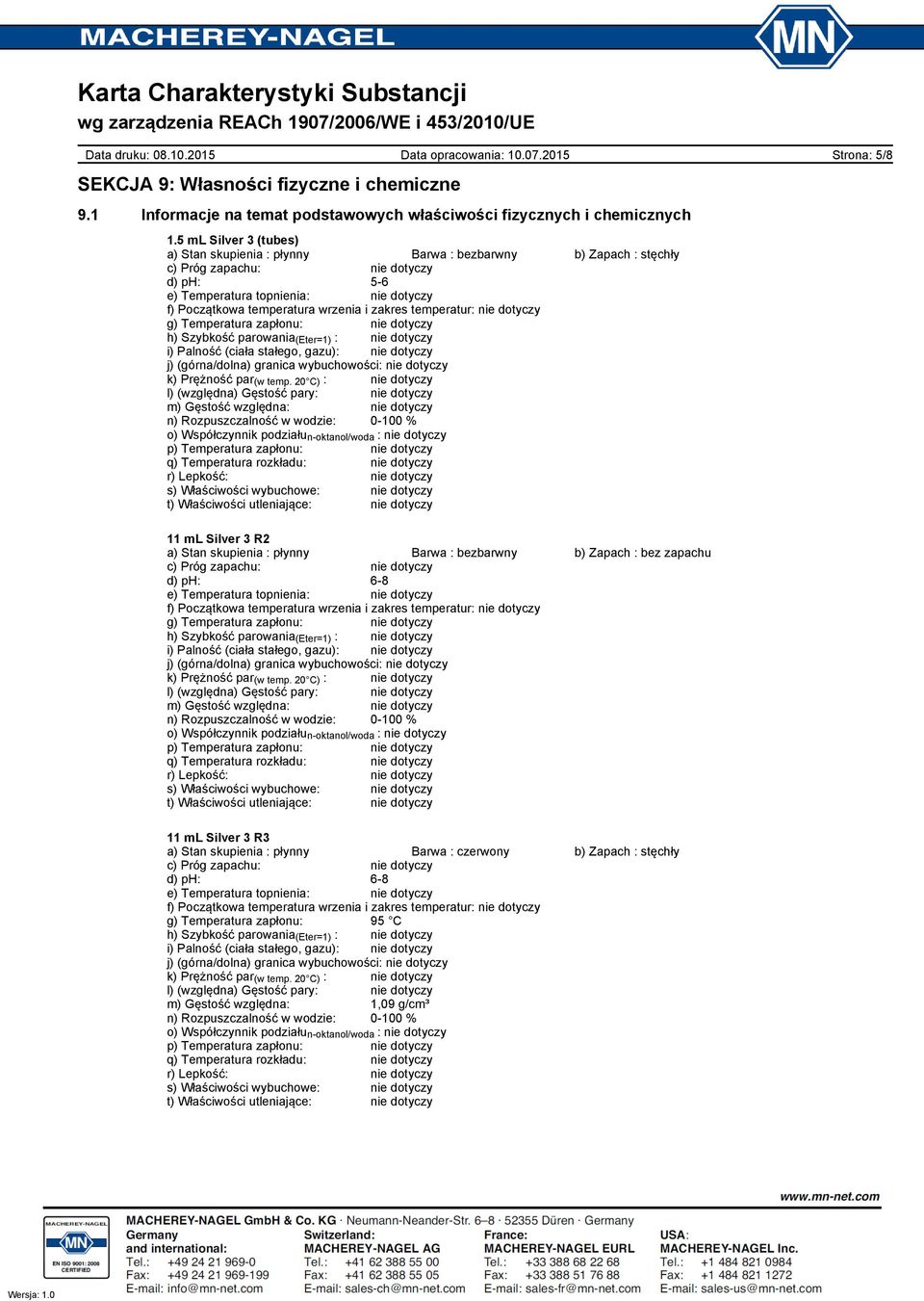 Początkowa temperatura wrzenia i zakres temperatur: g) Temperatura zapłonu: h) Szybkość parowania (Eter=1) : i) Palność (ciała stałego, gazu): j) (górna/dolna) granica wybuchowości: k) Prężność par