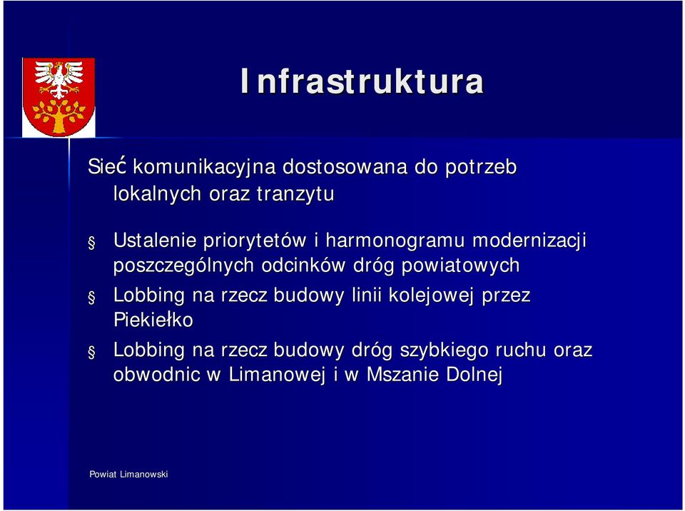 odcinków dróg powiatowych Lobbing na rzecz budowy linii kolejowej przez