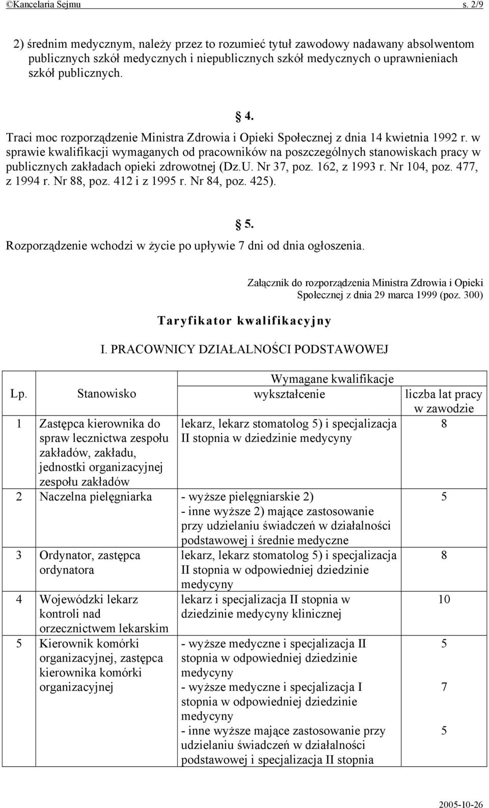 Traci moc rozporządzenie Ministra Zdrowia i Opieki Społecznej z dnia 14 kwietnia 1992 r.