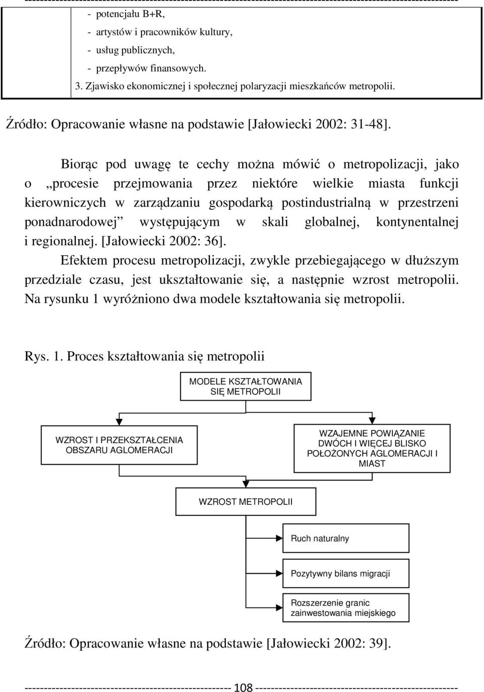 Biorąc pod uwagę te cechy można mówić o metropolizacji, jako o procesie przejmowania przez niektóre wielkie miasta funkcji kierowniczych w zarządzaniu gospodarką postindustrialną w przestrzeni