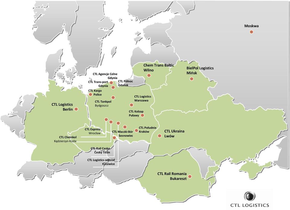 Logistics Mińsk CTL Chemkol Kędzierzyn Kożle CTL Express Wrocław CTL Maczki Bór Sosnowiec CTL Południe