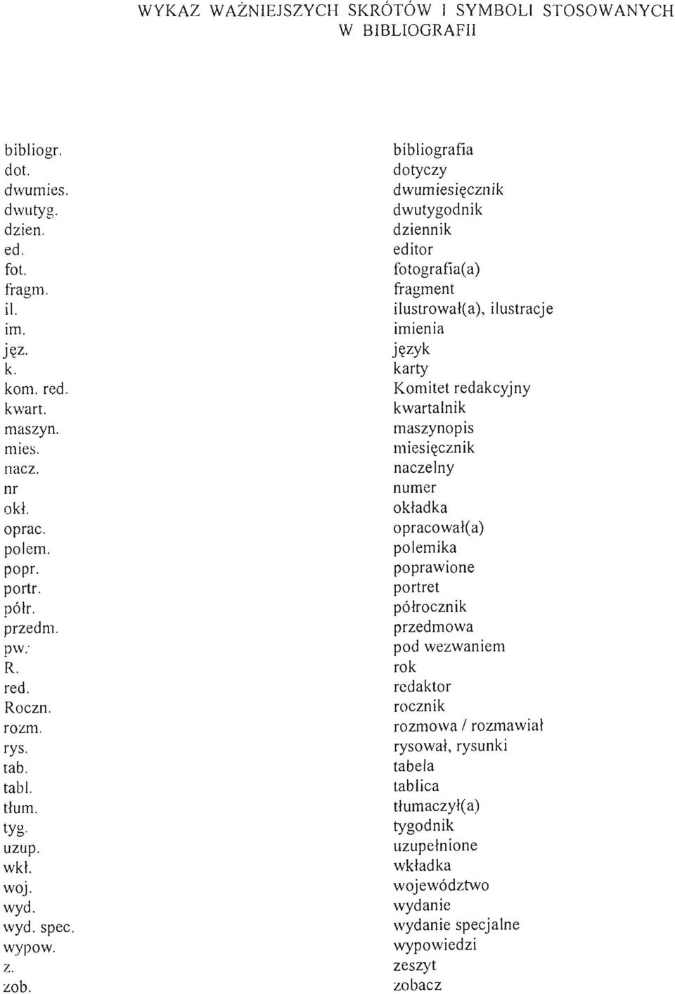 bibliografia dotyczy dwumiesięcznik dwutygodnik dziennik editor fotografia( a) fragment ilustrował(a), ilustracje imienia język karty Komitet redakcyjny kwartalnik maszynopis miesięcznik naczelny