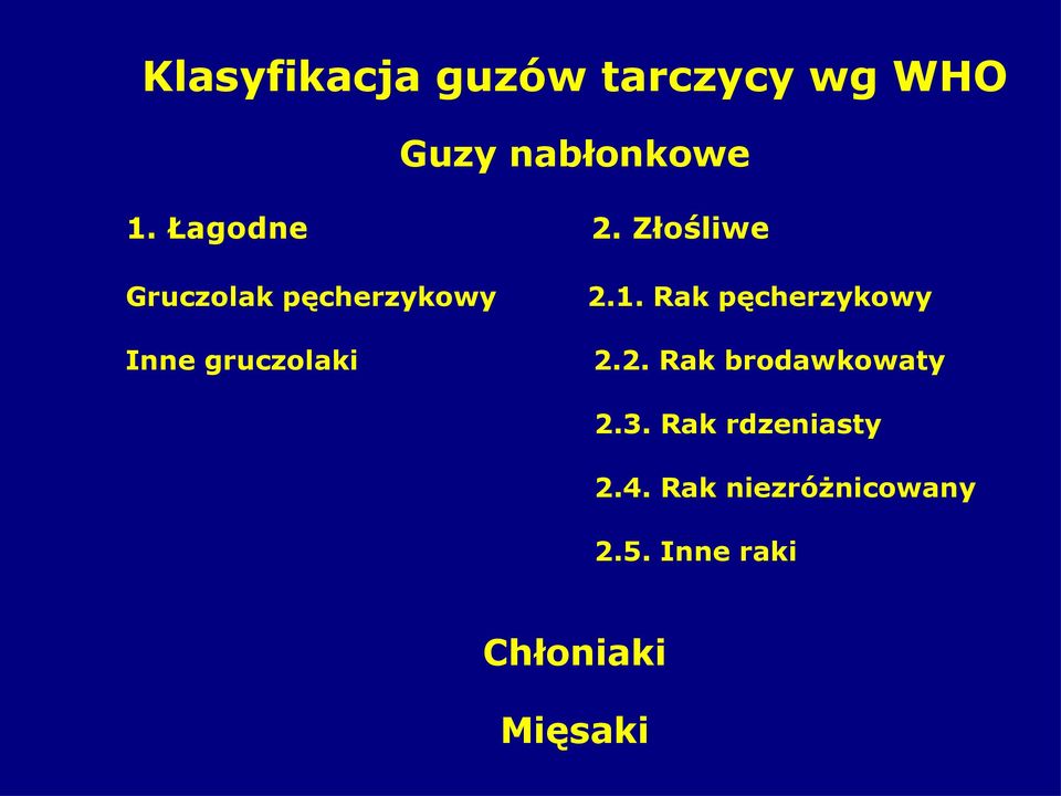 Złośliwe Gruczolak pęcherzykowy Inne gruczolaki 2.1.