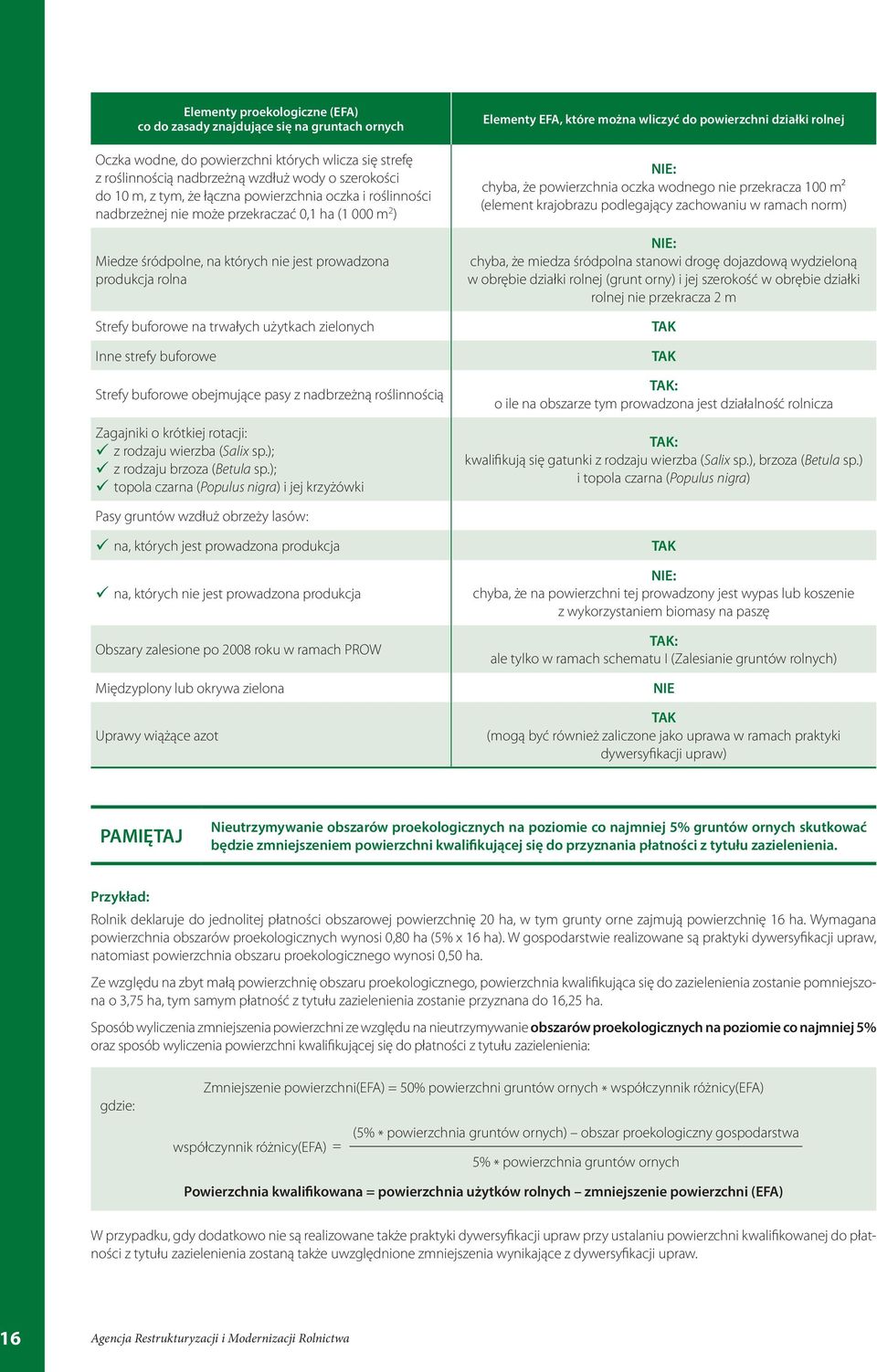 zielonych Inne strefy buforowe Strefy buforowe obejmujące pasy z nadbrzeżną roślinnością Zagajniki o krótkiej rotacji: z rodzaju wierzba (Salix sp.); z rodzaju brzoza (Betula sp.