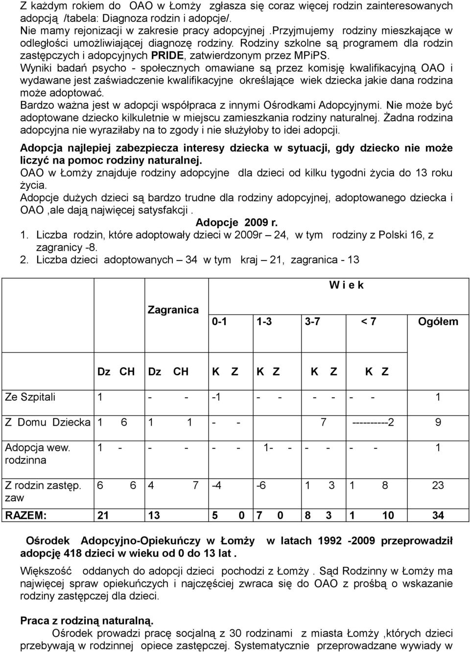 Wyniki badań psycho - społecznych omawiane są przez komisję kwalifikacyjną OAO i wydawane jest zaświadczenie kwalifikacyjne określające wiek dziecka jakie dana rodzina może adoptować.