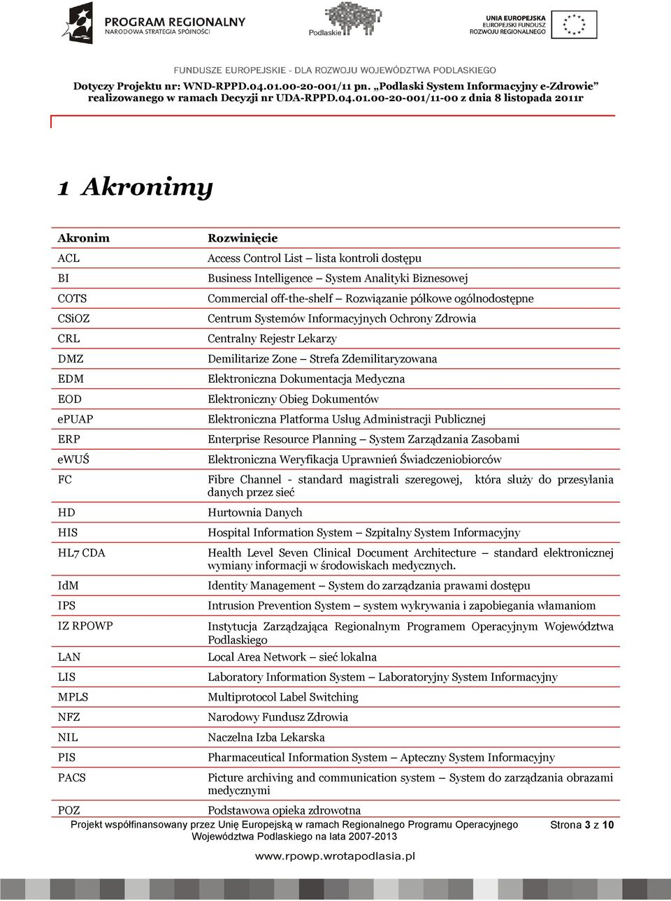 Zdemilitaryzowana Elektroniczna Dokumentacja Medyczna Elektroniczny Obieg Dokumentów Elektroniczna Platforma Usług Administracji Publicznej Enterprise Resource Planning System Zarządzania Zasobami