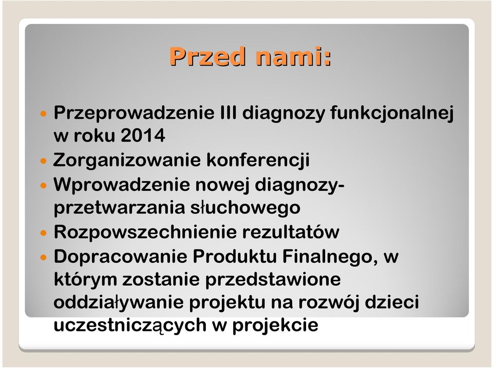 słuchowego Rozpowszechnienie rezultatów Dopracowanie Produktu Finalnego, w