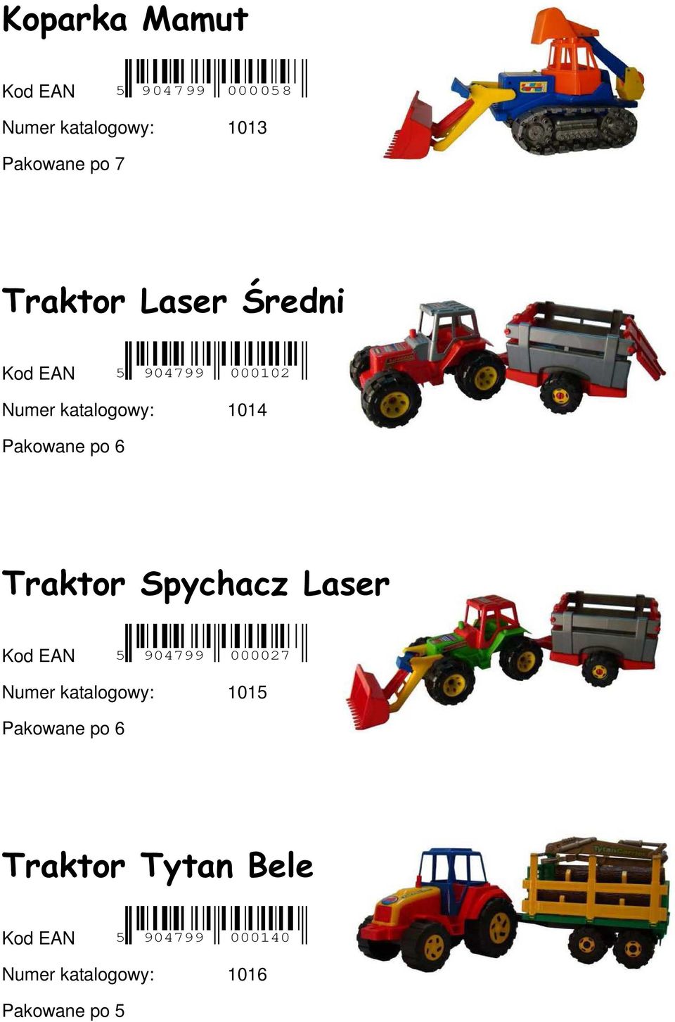 6 Traktor Spychacz Laser Kod EAN 5 904799 000027 Numer katalogowy: 1015