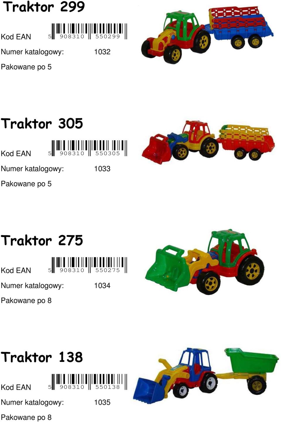 Traktor 275 Kod EAN 5 908310 550275 Numer katalogowy: 1034 Pakowane po 8