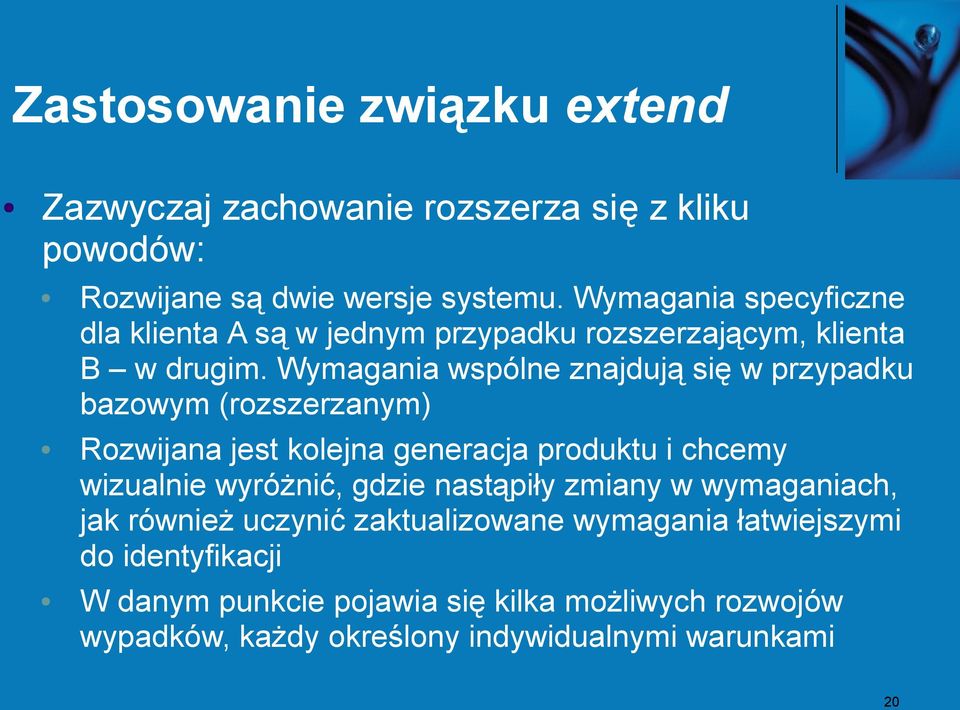 Wymagania wspólne znajdują się w przypadku bazowym (rozszerzanym) Rozwijana jest kolejna generacja produktu i chcemy wizualnie wyróżnić,