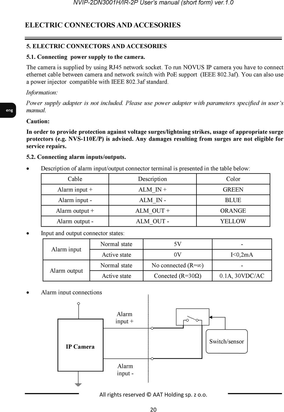 You can also use a power injector compatible with IEEE 802.3af standard. Information: Power supply adapter is not included. Please use power adapter with parameters specified in user s manual.