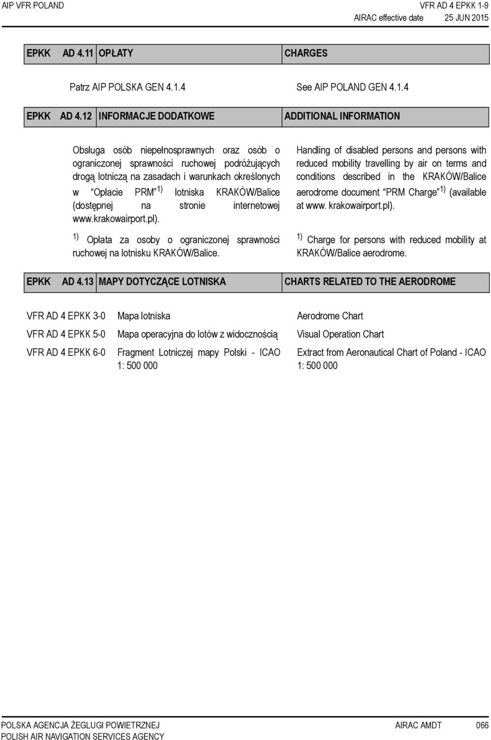 PRM 1) lotniska KRAKÓW/Balice (dostępnej na stronie internetowej www.krakowairport.pl). 1) Opłata za osoby o ograniczonej sprawności ruchowej na lotnisku KRAKÓW/Balice.