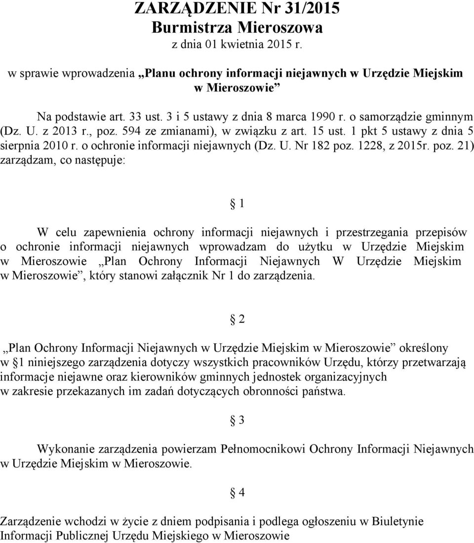 o ochronie informacji niejawnych (Dz. U. Nr 182 poz.