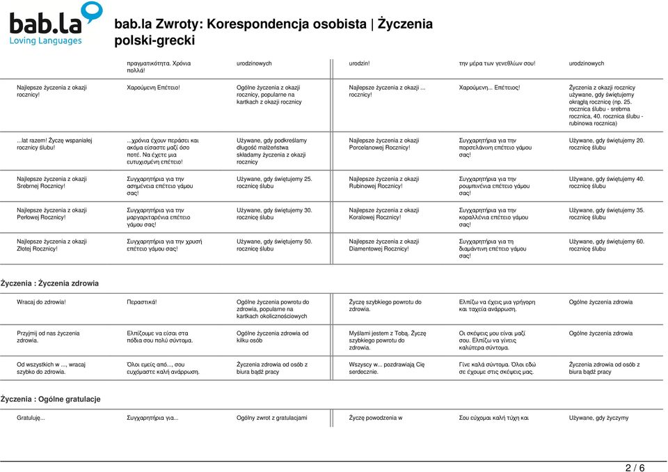 ...χρόνια έχουν περάσει και ακόμα είσαστε μαζί όσο ποτέ. Να έχετε μια ευτυχισμένη επέτειο! Używane, gdy podkreślamy długość małżeństwa składamy życzenia z okazji rocznicy Porcelanowej Rocznicy!