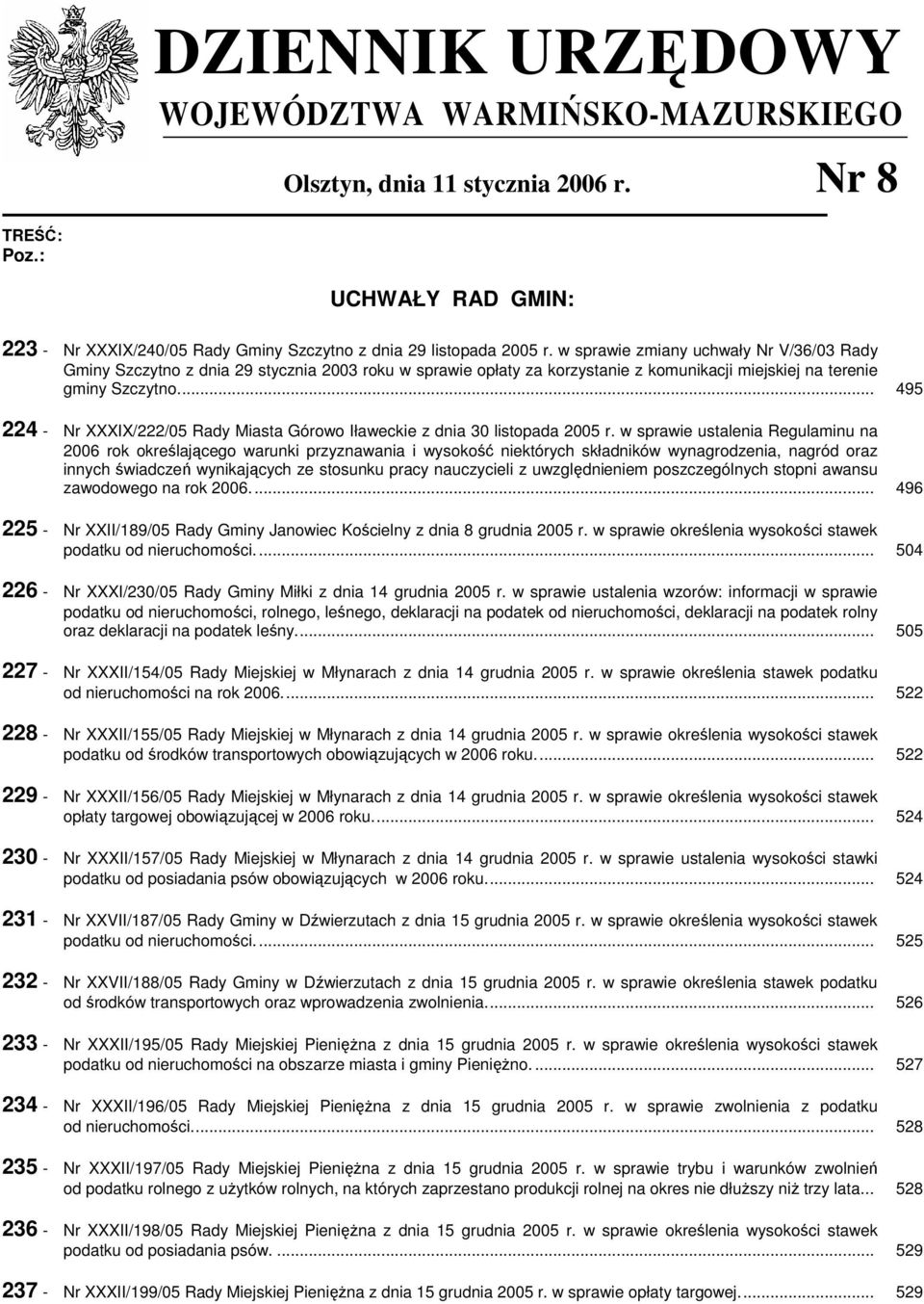 .. 495 224 - Nr XXXIX/222/05 Rady Miasta Górowo Iławeckie z dnia 30 listopada 2005 r.