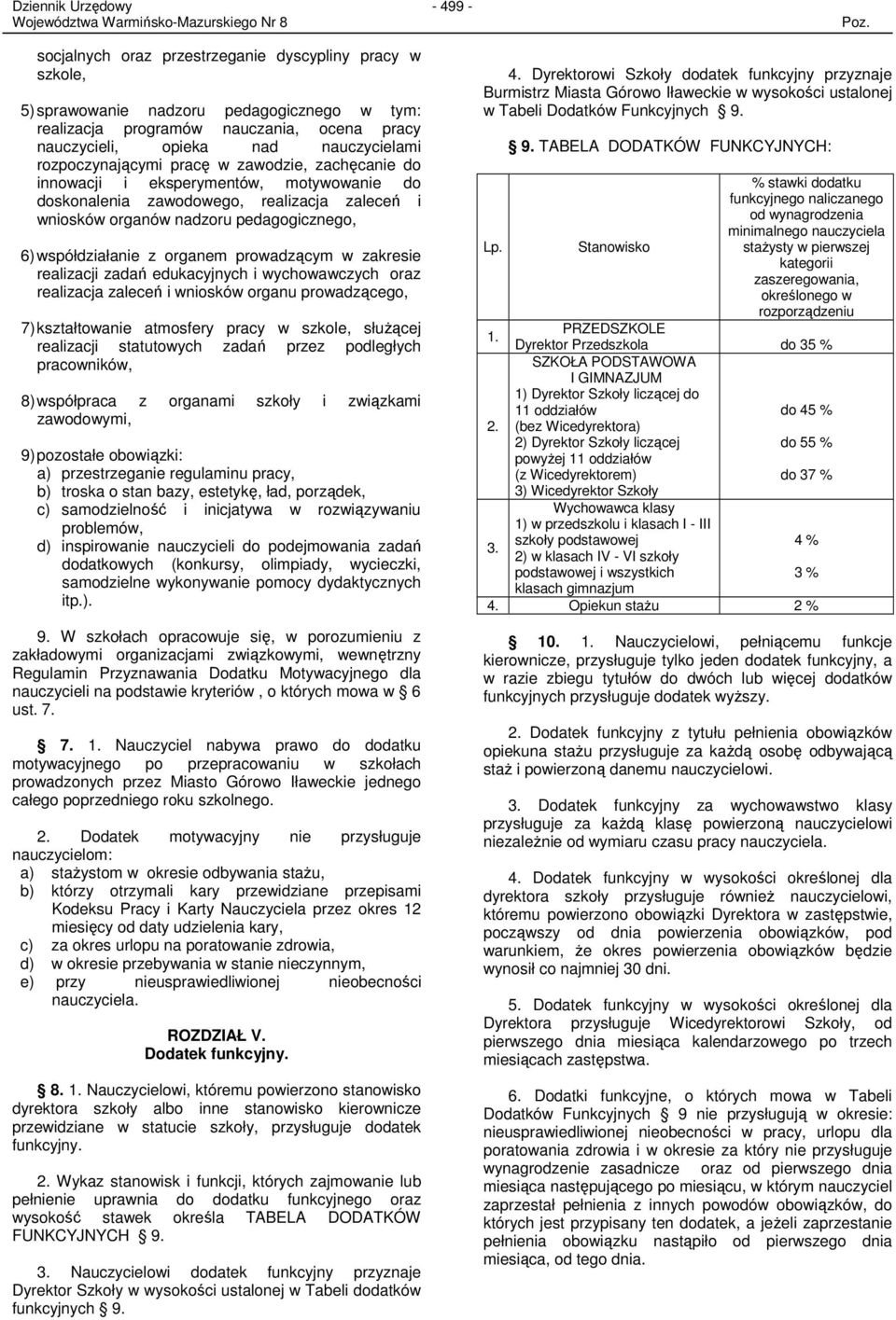 organem prowadzącym w zakresie realizacji zadań edukacyjnych i wychowawczych oraz realizacja zaleceń i wniosków organu prowadzącego, 7) kształtowanie atmosfery pracy w szkole, słuŝącej realizacji