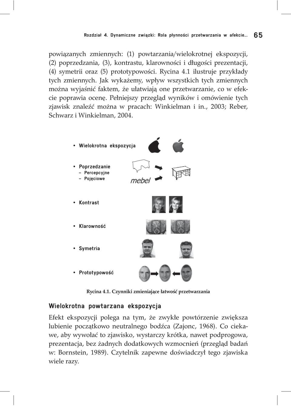 1 ilustruje przykłady tych zmiennych. Jak wykażemy, wpływ wszystkich tych zmiennych można wyjaśnić faktem, że ułatwiają one przetwarzanie, co w efekcie poprawia ocenę.