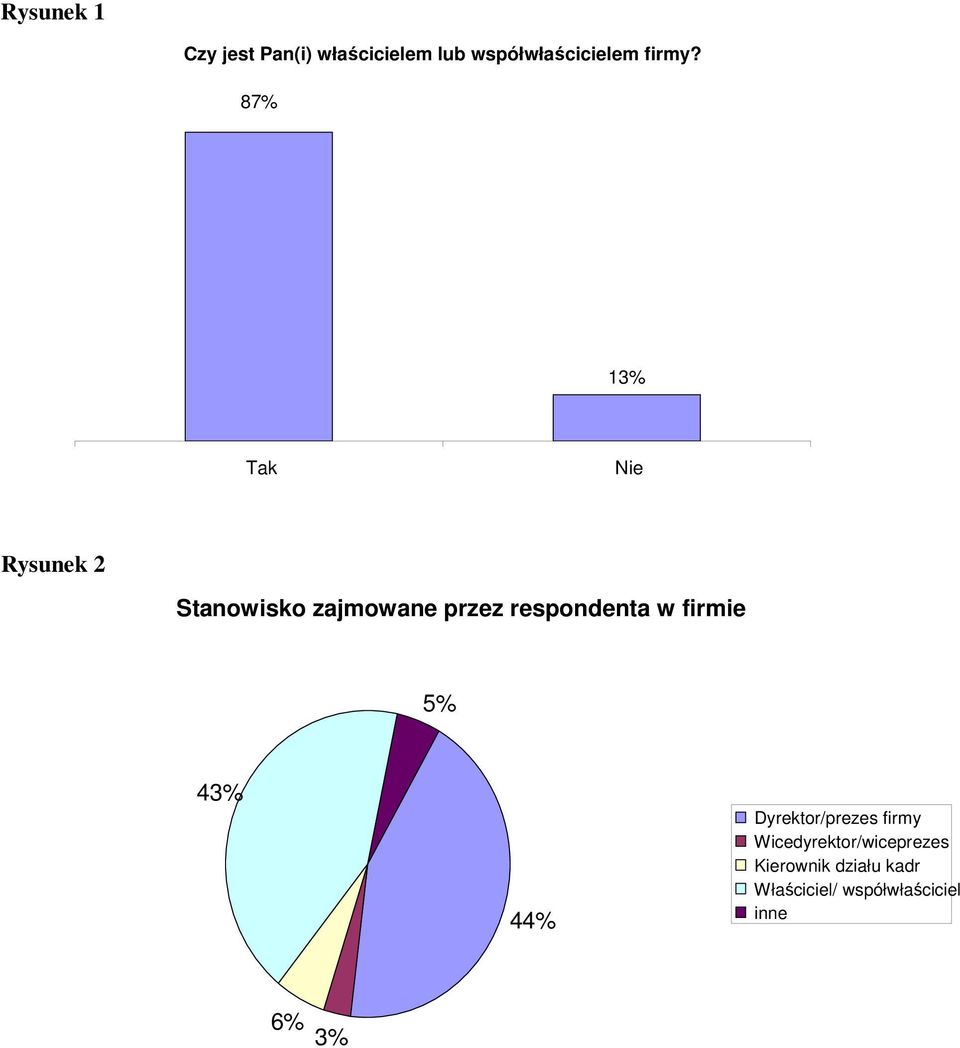 87% 13% Tak Nie Rysunek 2 Stanowisko zajmowane przez respondenta