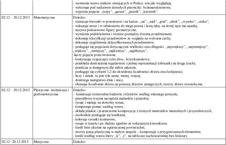 2013 Matematyczna - różnicuje kierunki w przestrzeni i na kartce: na, nad, pod, obok, wysoko, nisko, - wskazuje serce i w odniesieniu do niego prawą i lewą rękę, na lewej ręce ma opaskę, - nazywa