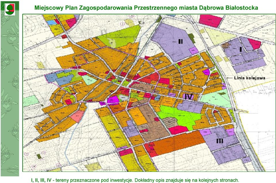 I, II, III, IV - tereny przeznaczone pod