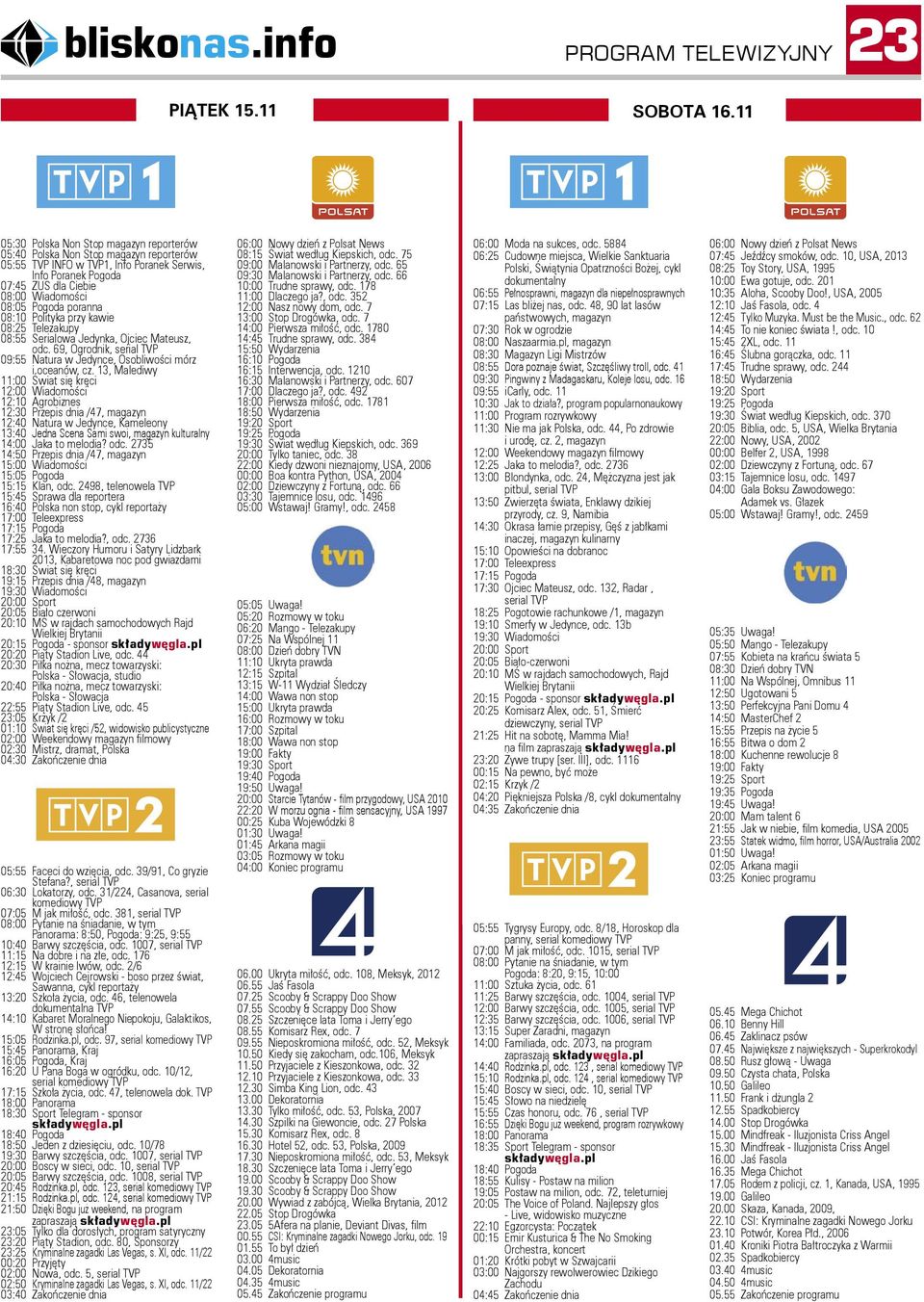 13, Malediwy 12:30 Przepis dnia /47, magazyn 12:40 Natura w Jedynce, Kameleony 13:40 Jedna Scena Sami swoi, magazyn kulturalny 14:00 Jaka to melodia? odc.