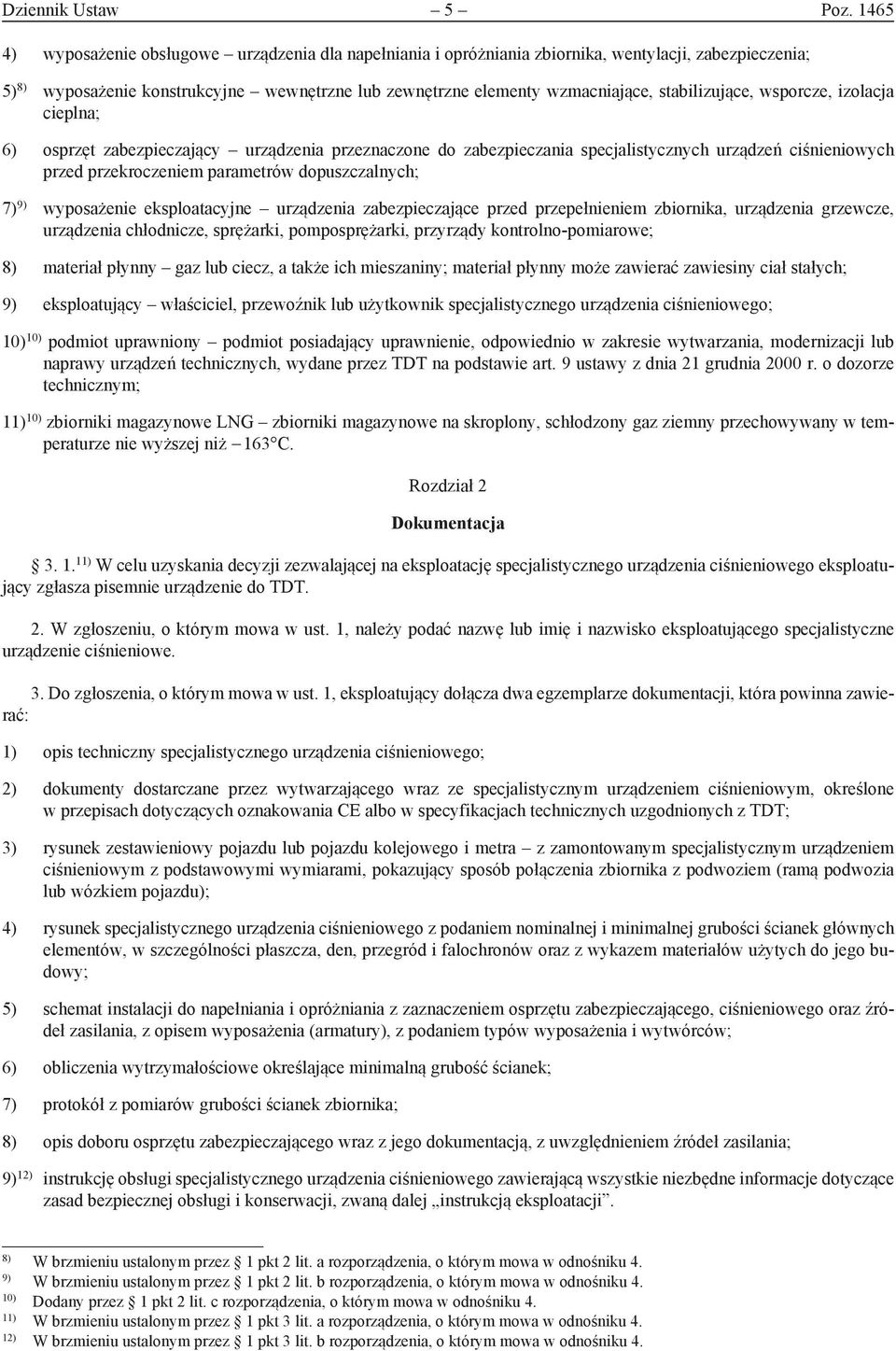 stabilizujące, wsporcze, izolacja cieplna; 6) osprzęt zabezpieczający urządzenia przeznaczone do zabezpieczania specjalistycznych urządzeń ciśnieniowych przed przekroczeniem parametrów