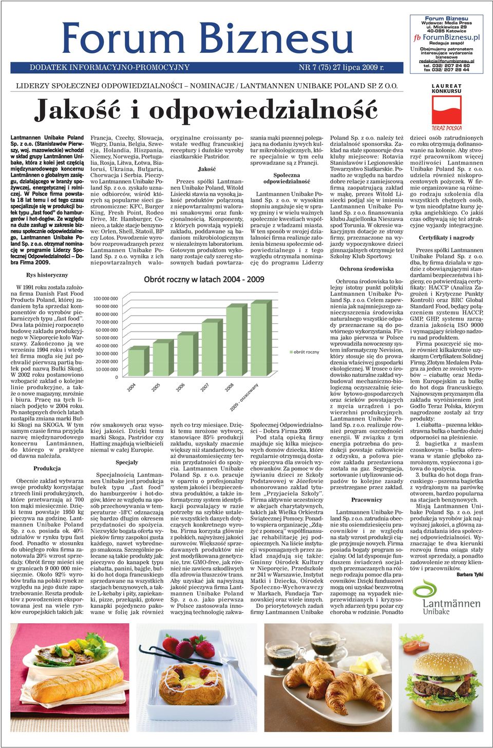 032/ 207 24 60 fax 032/ 207 28 44 LIDERZY SPOŁECZNEJ ODPOWIEDZIALNOŚCI NOMINACJE / LANTMANNEN UNIBAKE POLAND SP. Z O.O. Jakość i odpowiedzialność Lantmannen Unibake Poland Sp. z o.o. (Stanisławów Pierwszy, woj.