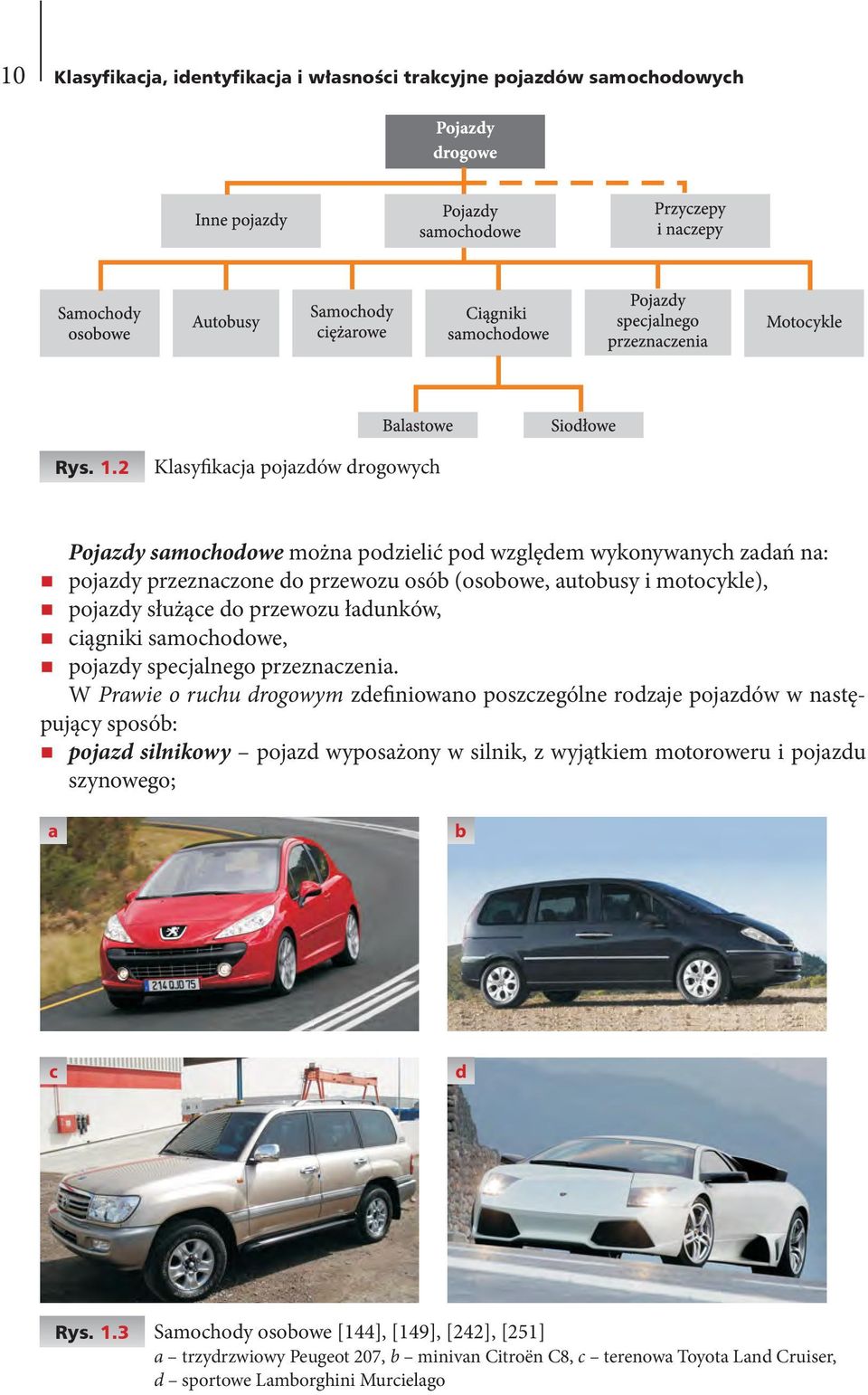 autobusy i motocykle), pojazdy służące do przewozu ładunków, ciągniki samochodowe, pojazdy specjalnego przeznaczenia.