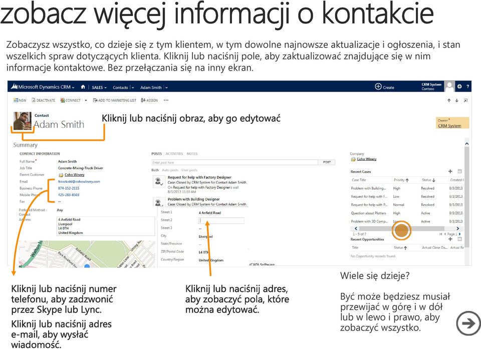 Kliknij lub naciśnij pole, aby zaktualizować znajdujące się w nim informacje kontaktowe.