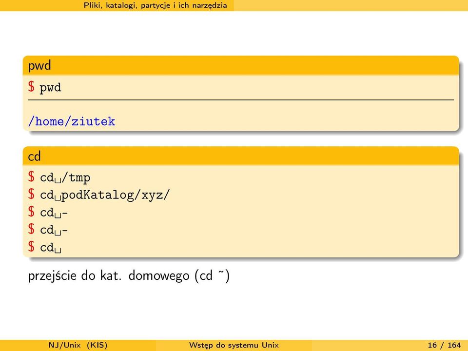 podkatalog/xyz/ $ cd - $ cd - $ cd przejście do