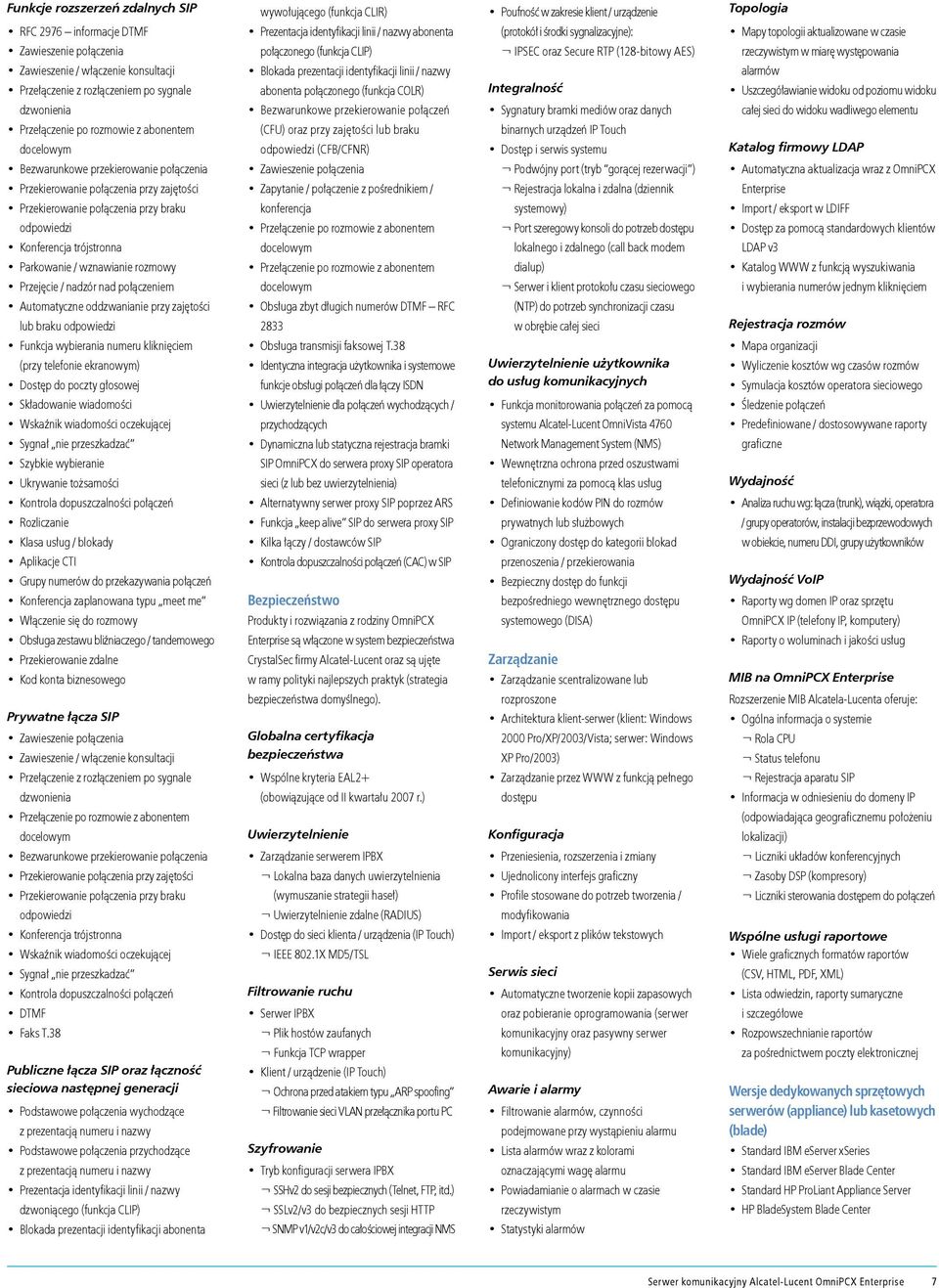 zajętości lub braku odpowiedzi Funkcja wybierania numeru kliknięciem (przy telefonie ekranowym) Dostęp do poczty głosowej Składowanie wiadomości Szybkie wybieranie Ukrywanie tożsamości Kontrola