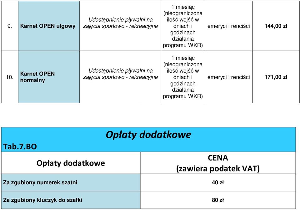 Karnet OPEN normalny (nieograniczona ilość wejść w dniach i godzinach działania