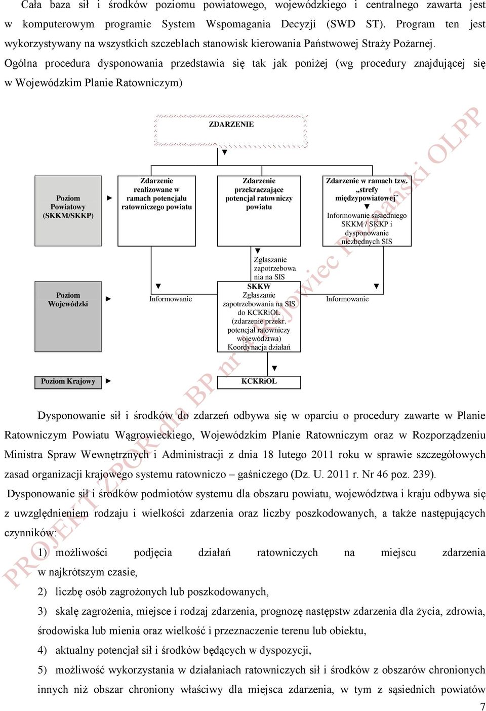 Ogólna procedura dysponowania przedstawia się tak jak poniżej (wg procedury znajdującej się w Wojewódzkim Planie Ratowniczym) ZDARZENIE Poziom Powiatowy (SKKM/SKKP) Poziom Wojewódzki Zdarzenie