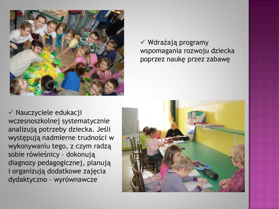 rówieśnicy dokonują diagnozy pedagogicznej, planują i organizują dodatkowe zajęcia