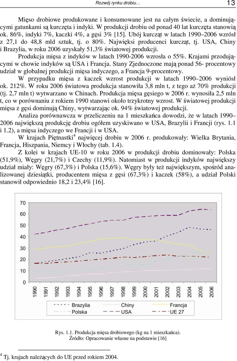 USA, Chiny i Brazylia, w roku 2006 uzyskały 51,3% światowej produkcji. Produkcja mięsa z indyków w latach 1990-2006 wzrosła o 55%. Krajami przodującymi w chowie indyków są USA i Francja.