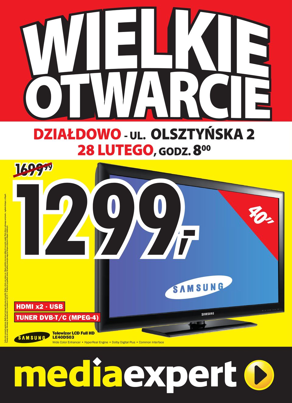 Oferta dotyczy wybranego asortymentu - regulamin dostępny w sklepach. Promocje się nie sumują. Informacje nie stanowią oferty w rozumieniu art. 66 1K.C.