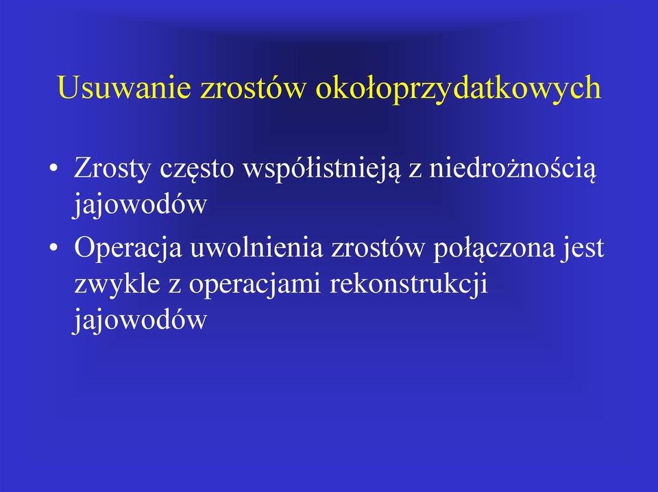 jajowodów Operacja uwolnienia zrostów