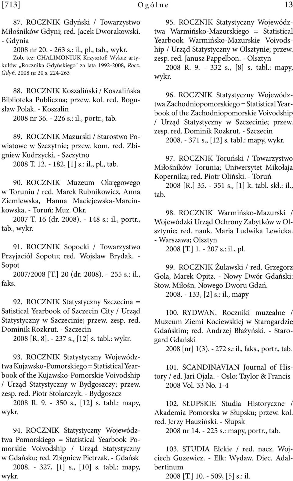 Bogusław Polak. - Koszalin 2008 nr 36. - 226 s.: il., portr., tab. 89. ROCZNIK Mazurski / Starostwo Powiatowe w Szczytnie; przew. kom. red. Zbigniew Kudrzycki. - Szczytno 2008 T. 12. - 182, [1] s.