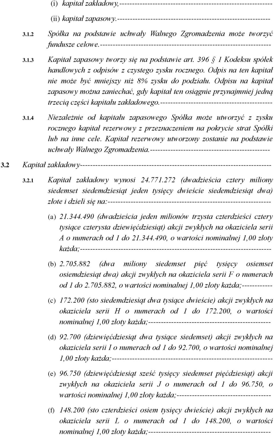 396 1 Kodeksu spółek handlowych z odpisów z czystego zysku rocznego. Odpis na ten kapitał nie może być mniejszy niż 8% zysku do podziału.