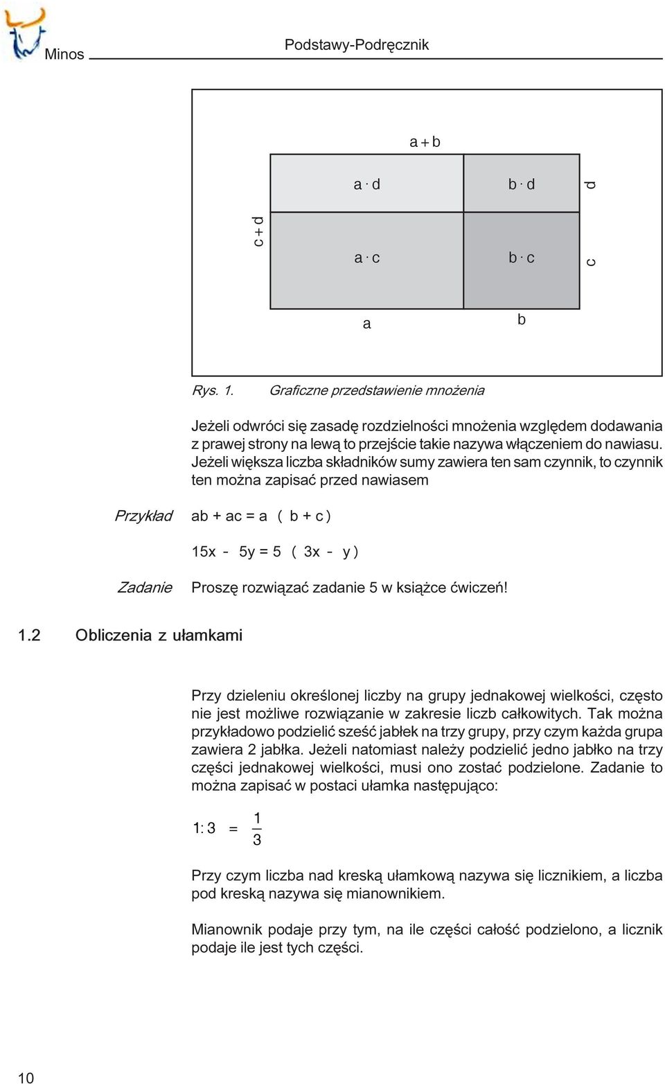 Je eli wiêksza liczba sk³adników sumy zawiera ten sam czynnik, to czynnik ten mo na zapisaæ przed nawiasem Przyk³ad ab + ac = a ( b + c ) 15x 5y = 5 ( 3x y ) Zadanie Proszê rozwi¹zaæ zadanie 5 w ksi¹