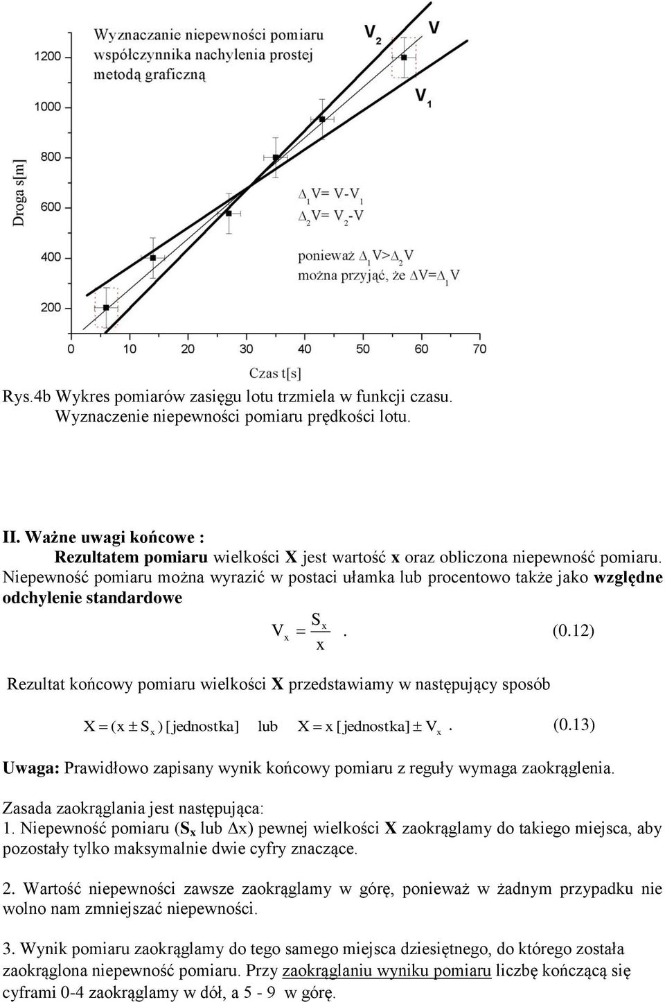 Niepewość pomiaru moża wyrazić w postaci ułamka lub procetowo także jako względe odchyleie stadardowe S V. (0.