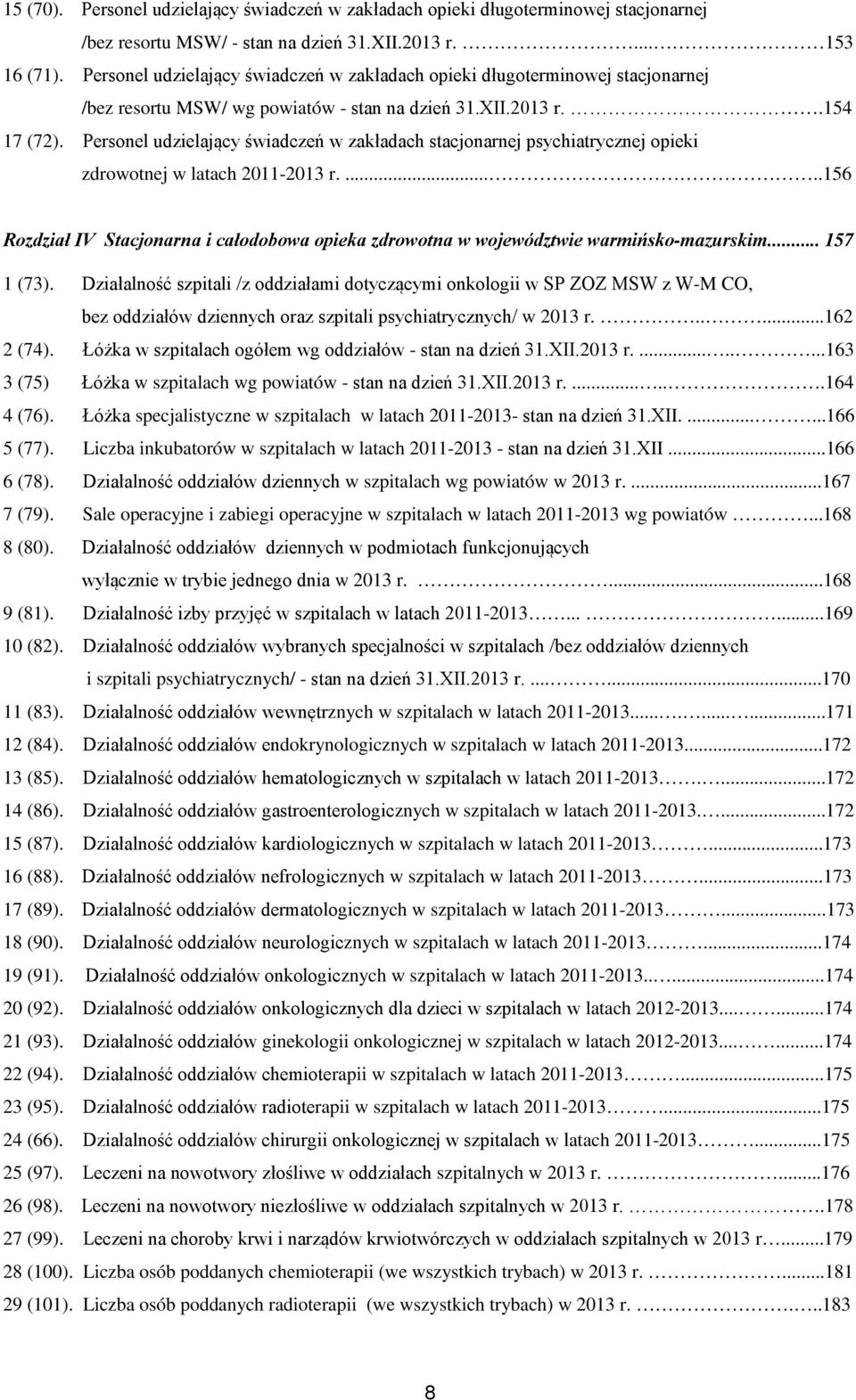 Personel udzielający świadczeń w zakładach stacjonarnej psychiatrycznej opieki zdrowotnej w latach 2011-2013 r.