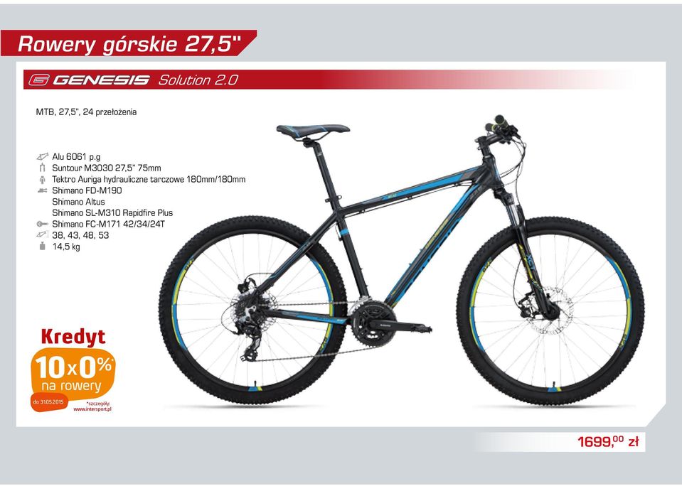 g Suntour M3030 27,5 75mm Tektro Auriga hydrauliczne tarczowe