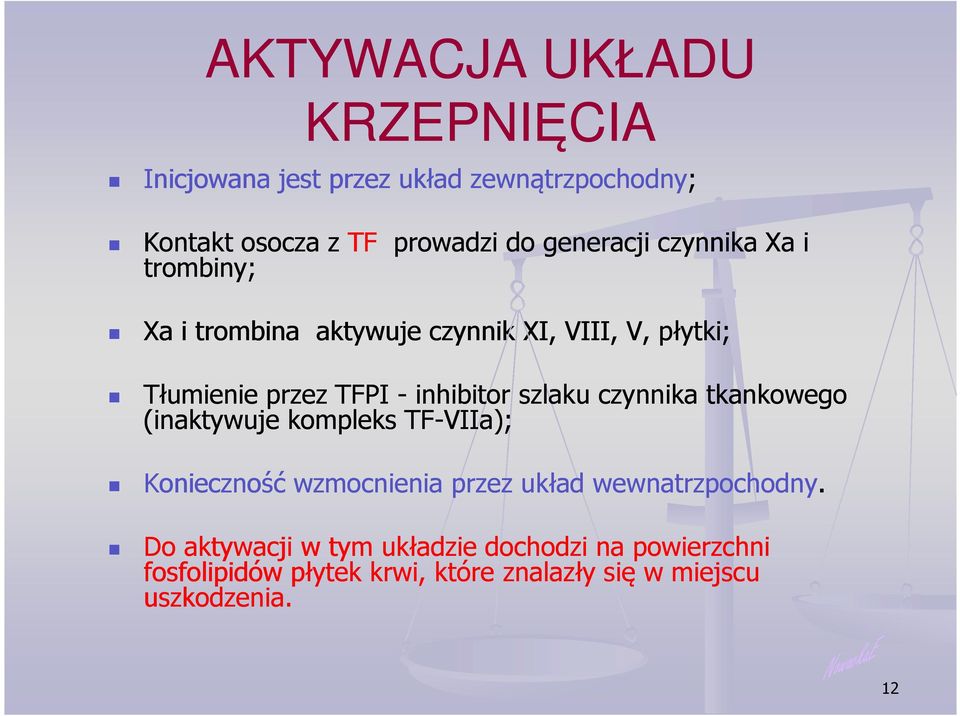 inhibitor szlaku czynnika tkankowego (inaktywuje kompleks TF-VIIa); Konieczność wzmocnienia przez układ